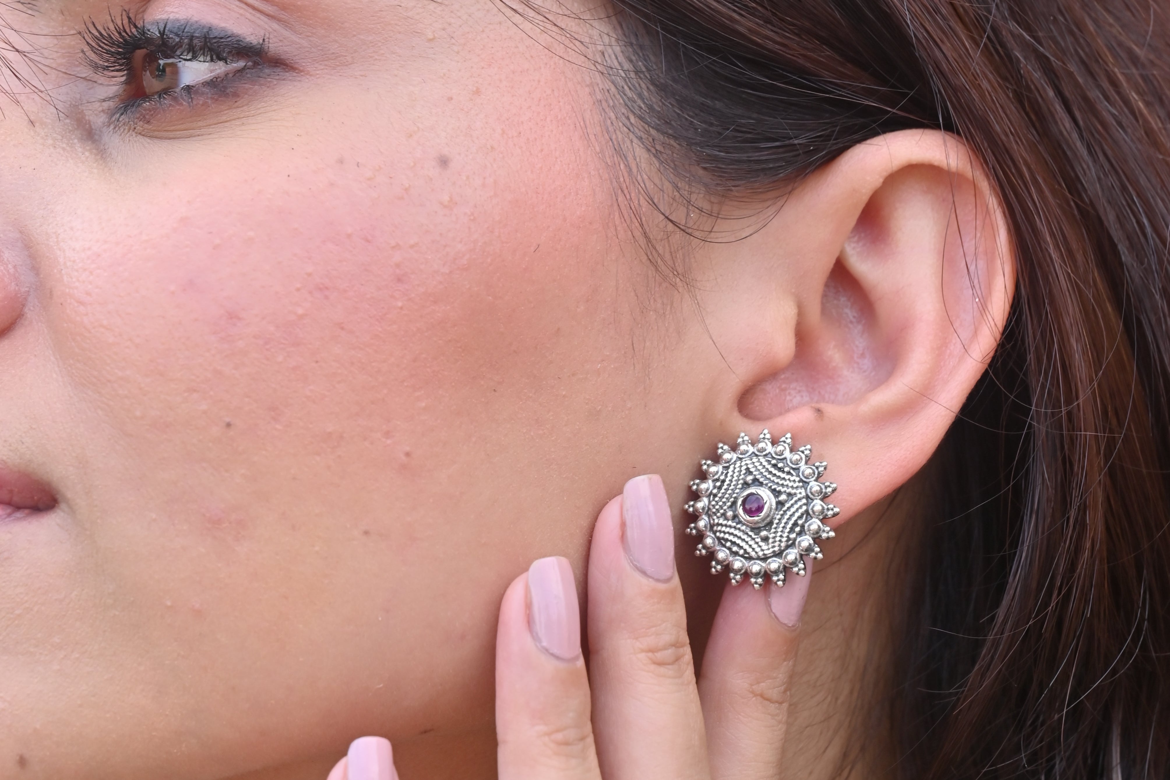 Silver Surya Studs
